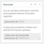 Announcer PRO shortcode metabox