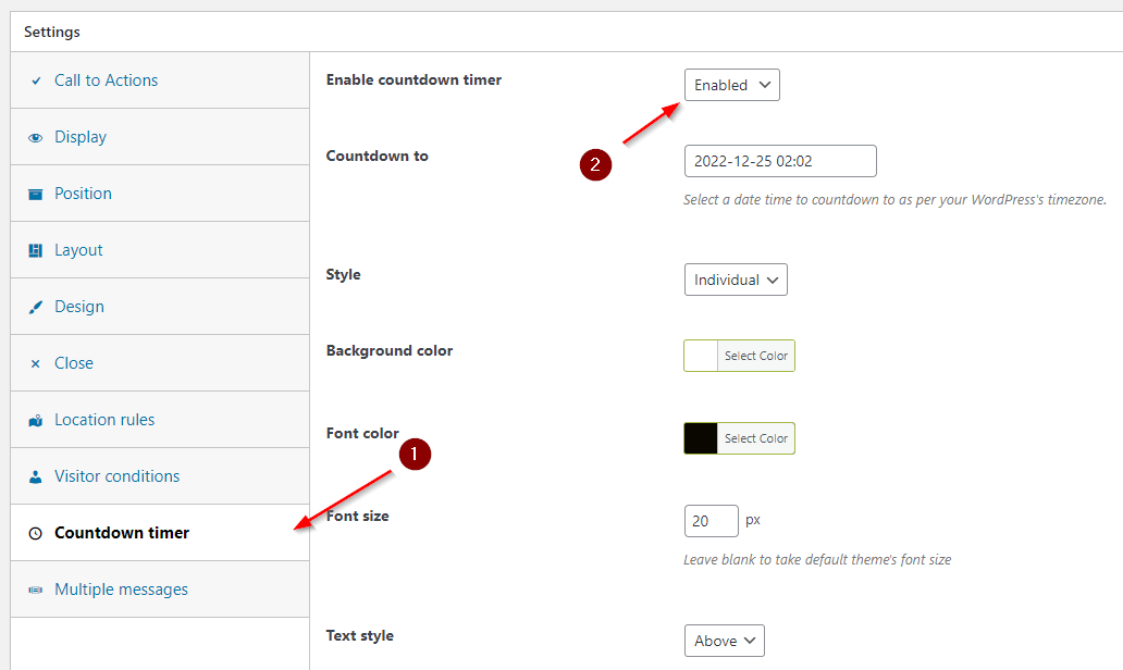 Enabling countdown timer in the Announcer plugin