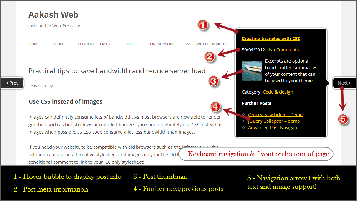 Advanced Post Navigator - features