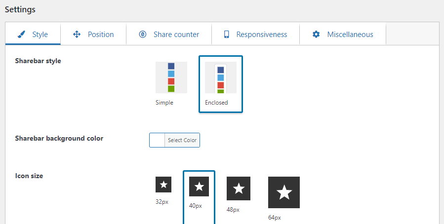 Customizing the floating sharebar