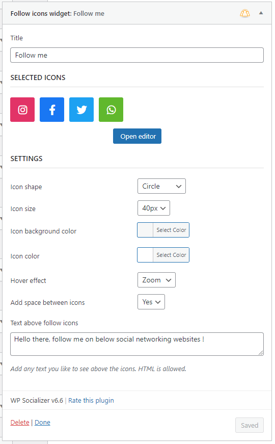 WP Socializer - Follow icons widget